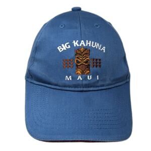 Big Kahuna Maui Snapback Hat Solid Blue One Size Embroidered Hawaiian